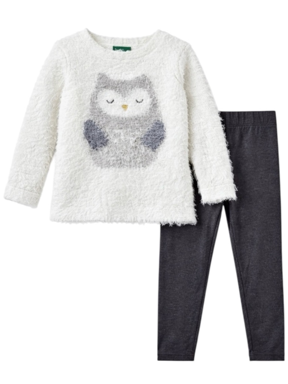 dip Girls 18–24M Fuzzy Owl Sweater & Leggings Set Gray White